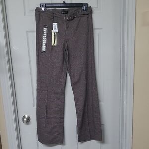 Della Spiga Italy Dress Pants Brown Plaid 2 Back Pockets Wide leg Size 10 NWT